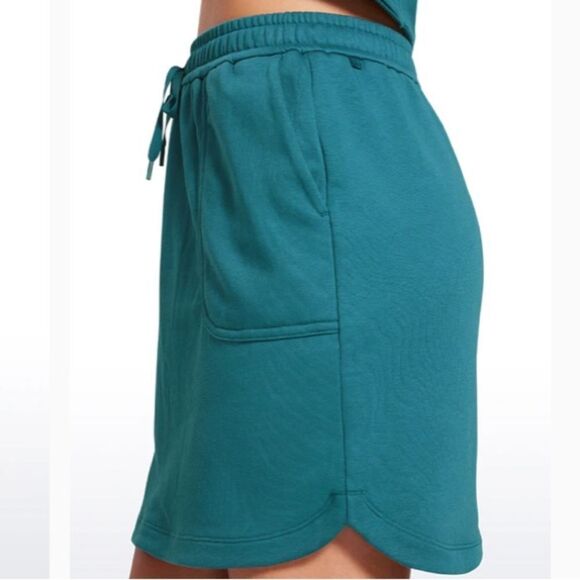 CRZ YOGA Cotton Sweat 17'' Jersey Skirt with Pockets, Green Jade, XS, NWT - Picture 9 of 10